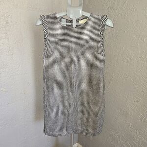 Cynthia Rowley Black and White Gingham Dress Linen And Cotton Mini Ruffle